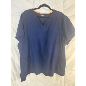 Scrubstar Womens Navy Blue V Neck Short Sleeve Scrub Top‎ Size 2XL 2XG